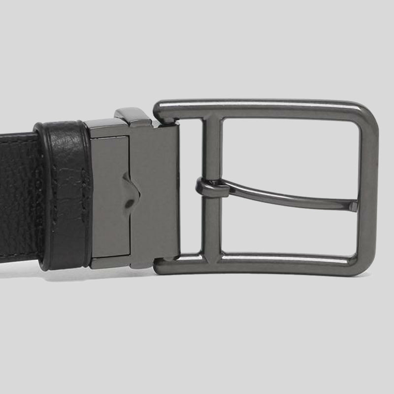 Coach Men's Double Bar Buckle Cut To Size Reversible Belt, 38 Mm-Charcoal Black 91288