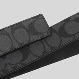 Coach Men's Double Bar Buckle Cut To Size Reversible Belt, 38 Mm-Charcoal Black 91288