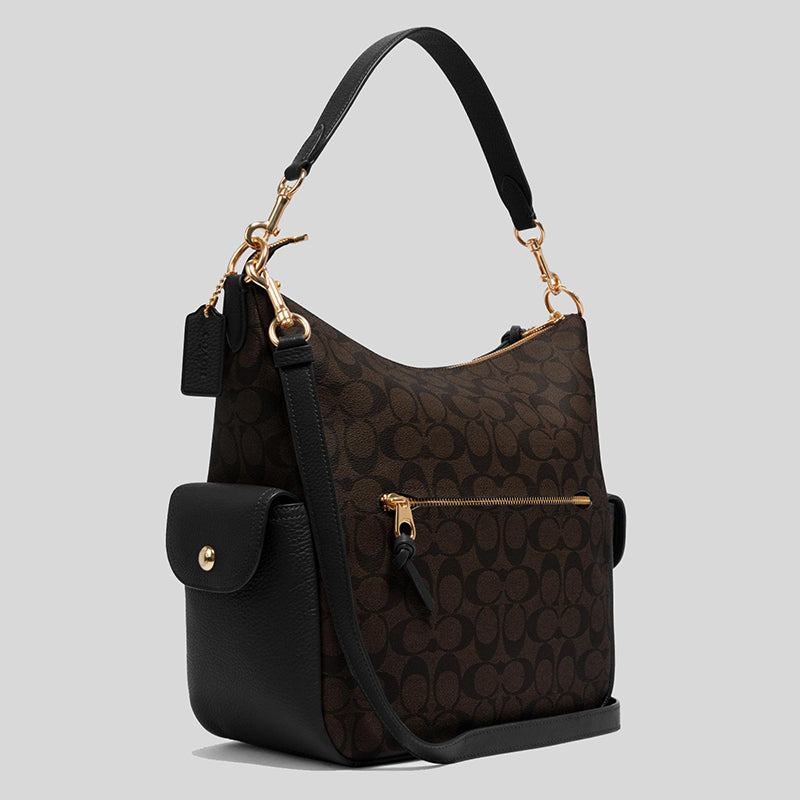 Coach Pennie Shoulder Bag In Signature Canvas Brown Black C1523