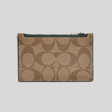 Coach Zip Card Case In Signature Canvas C4281 Khaki Forest
