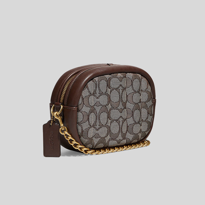 Coach Small Camera Bag In Signature Jacquard With Quilting Oak Maple C5275
