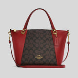 Coach Kacey Satchel In Signature Canvas C6230 Brown 1941 Red