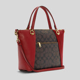Coach Kacey Satchel In Signature Canvas C6230 Brown 1941 Red