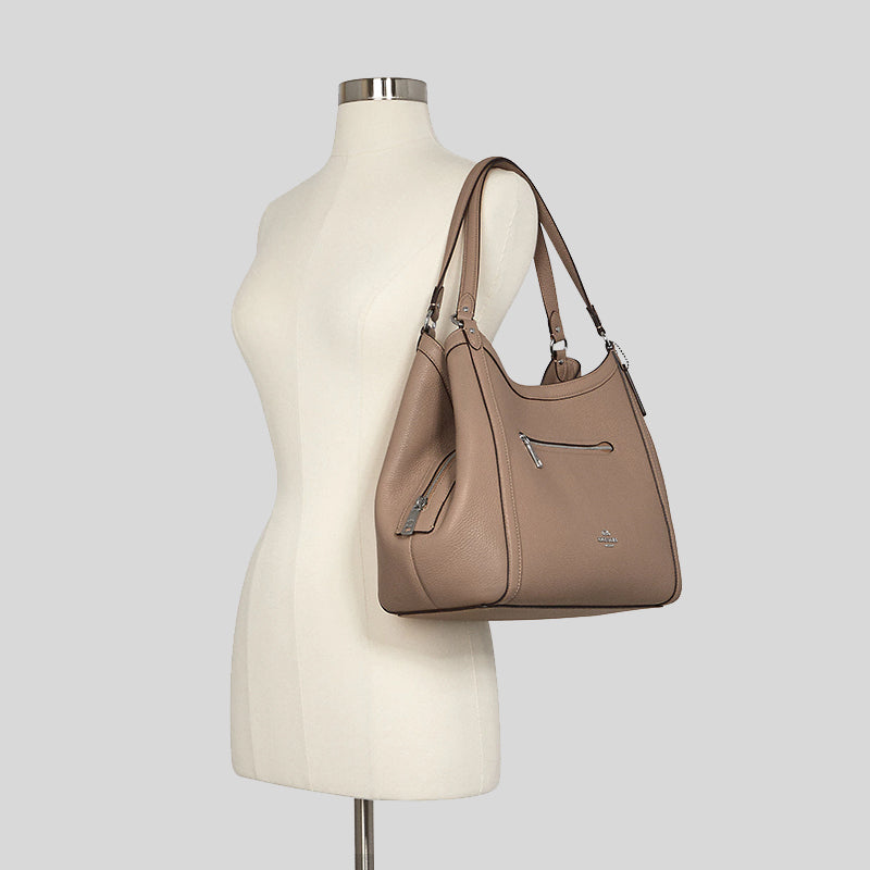 Coach taupe hotsell leather handbag
