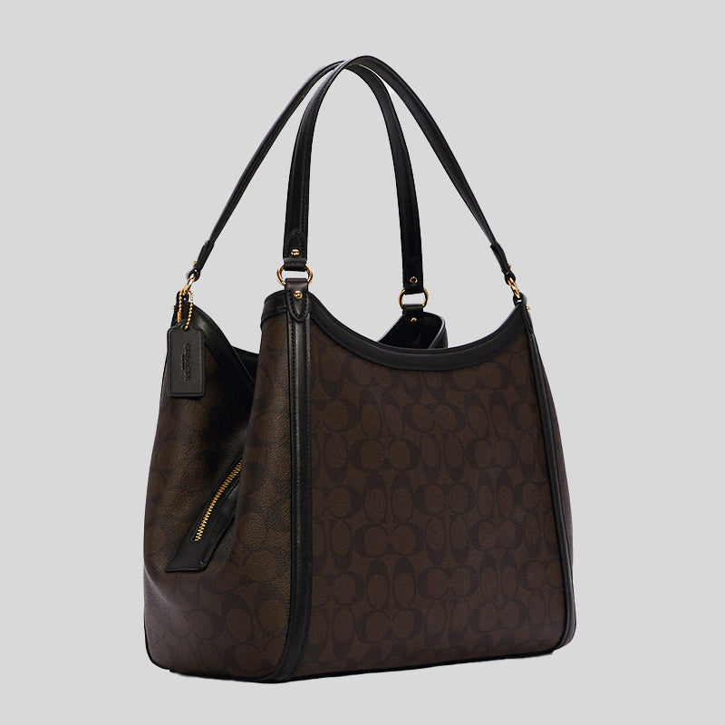 Coach Kristy Shoulder Bag In Signature Canvas Brown Black C6232 LussoCitta