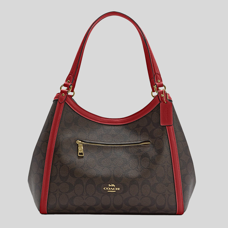 Coach Kristy Shoulder Bag In Signature Canvas Brown 1941 Red C6232
