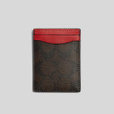 Coach Boxed 3 In 1 Card Case Gift Set In Colorblock Signature Canvas C7017 Mahogany Bright Cardinal