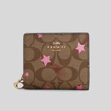 Coach Snap Wallet In Signature Canvas With Disco Star Print C7295 Khaki Multi