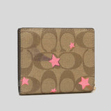 Coach Snap Wallet In Signature Canvas With Disco Star Print C7295 Khaki Multi