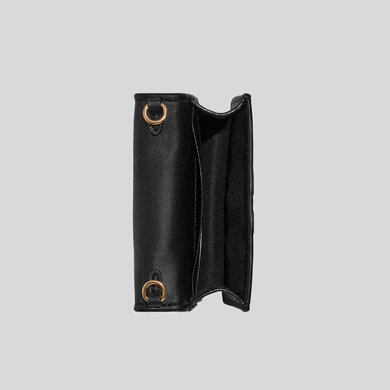 Coach Mini Wallet On A Chain In Signature Leather Black C7361