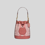 Coach Mini Dempsey Bucket Bag In Signature Jacquard With Stripe And Coach Patch Taffy C8322