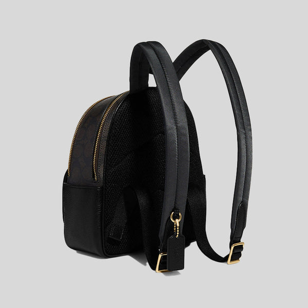 Coach Mini Court Backpack In Signature Canvas Brown Black C8604