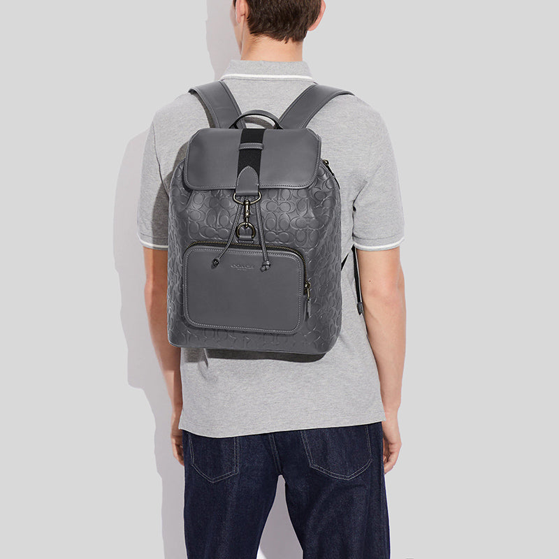Coach Sullivan Backpack In Signature Leather Industrial Grey C9868