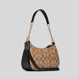 Coach Teri Shoulder Bag In Signature Canvas Khaki Black CA548