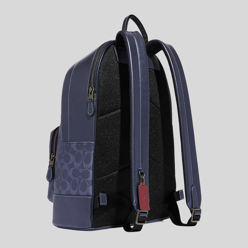 Coach West Backpack In Signature Canvas With Varsity Motif Denim CB909