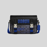 Coach Track Crossbody In Signature Canvas With Camo Print And Coach Patch Charcoal Blue Multi CC018