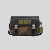 Coach Track Crossbody In Signature Canvas With Camo Print And Coach Patch Khaki Green Multi CC018