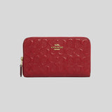 Coach Long Zip Around Wallet In Signature Leather Cherry CC942