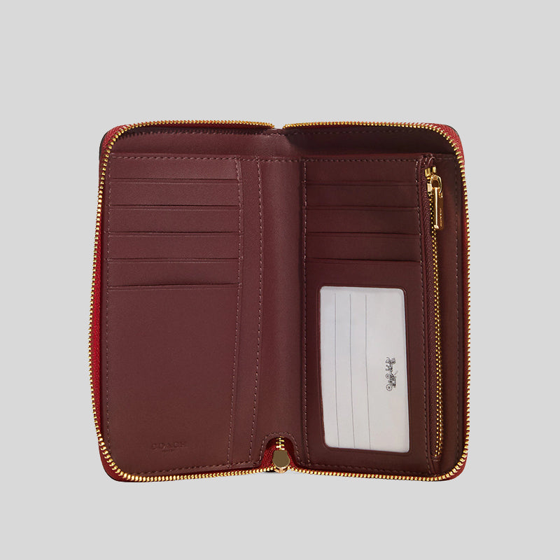 Coach Long Zip Around Wallet In Signature Leather Cherry CC942
