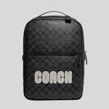 Coach Westway Backpack In Colorblock Signature Canvas With Coach Patch Charcoal Amazon Green CE489