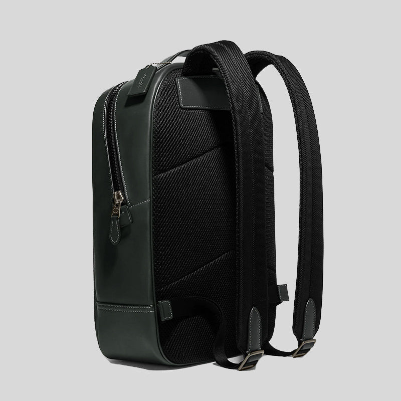 Coach Westway Backpack In Colorblock Signature Canvas With Coach Patch Charcoal Amazon Green CE489