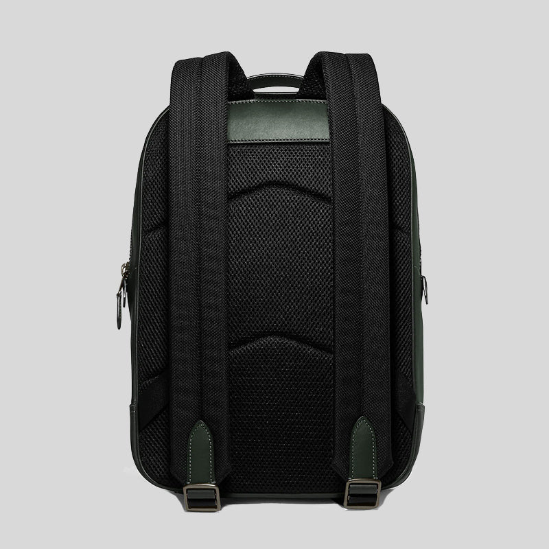 Coach Westway Backpack In Colorblock Signature Canvas With Coach Patch Charcoal Amazon Green CE489