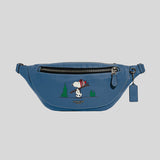 Coach X Peanuts Warren Belt Bag With Snoopy Motif Denim Multi CE618