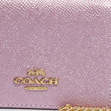 Coach Mini Wallet On A Chain Metallic Pink CE666