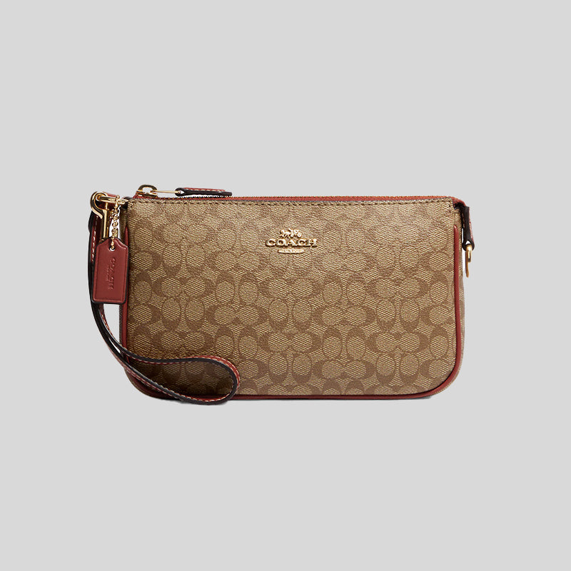 Coach Nolita 19 In Colorblock Signature Canvas Khaki Terracotta CE698