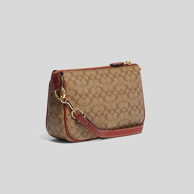 Coach Nolita 19 In Colorblock Signature Canvas Khaki Terracotta CE698