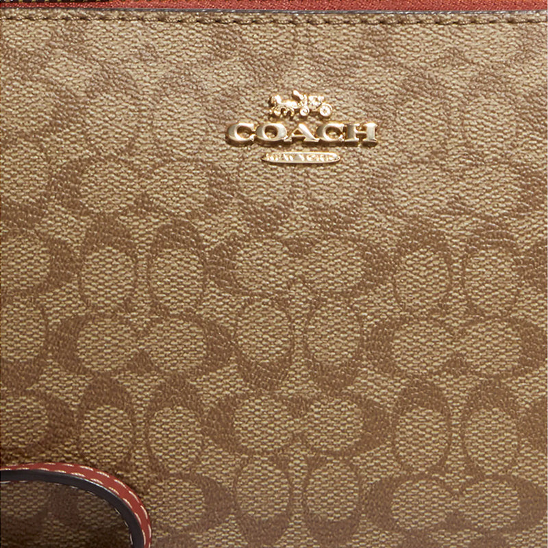 Coach Nolita 19 In Colorblock Signature Canvas Khaki Terracotta CE698