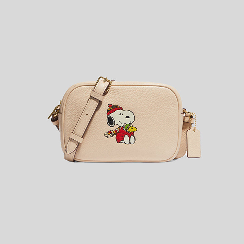 Coach X Peanuts Mini Jamie Camera Bag With Snoopy Cuddle Motif Ivory Multi CF249