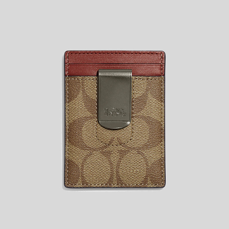 Coach Boxed 3 In 1 Card Case Gift Set In Colorblock Signature Canvas Khaki/Terracotta CF341