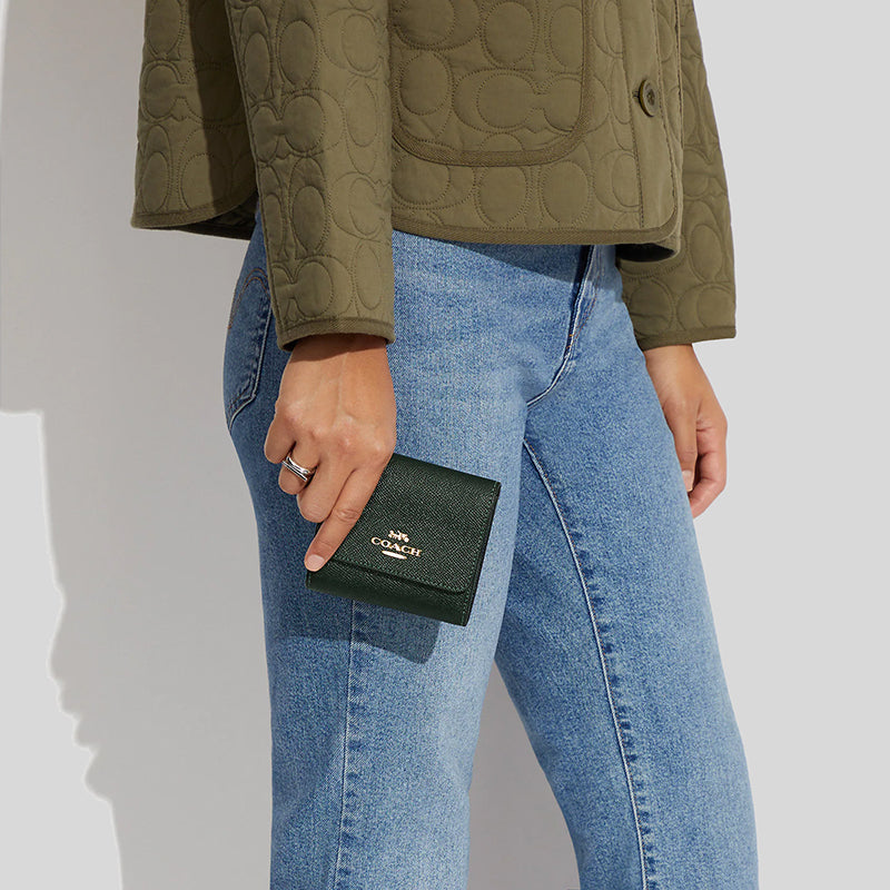 Coach Small Trifold Wallet Amazon Green CF427