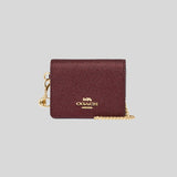 Coach Boxed Mini Wallet On A Chain Black Cherry CF469