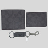 Coach Boxed 3 In 1 Wallet Gift Set In Signature Canvas F41346 Black Oxblood