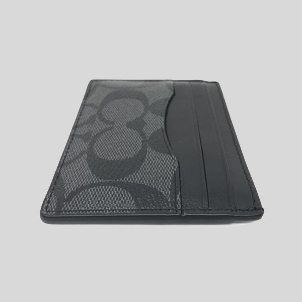 Coach Slim Card Case In Signature Canvas Black F58110