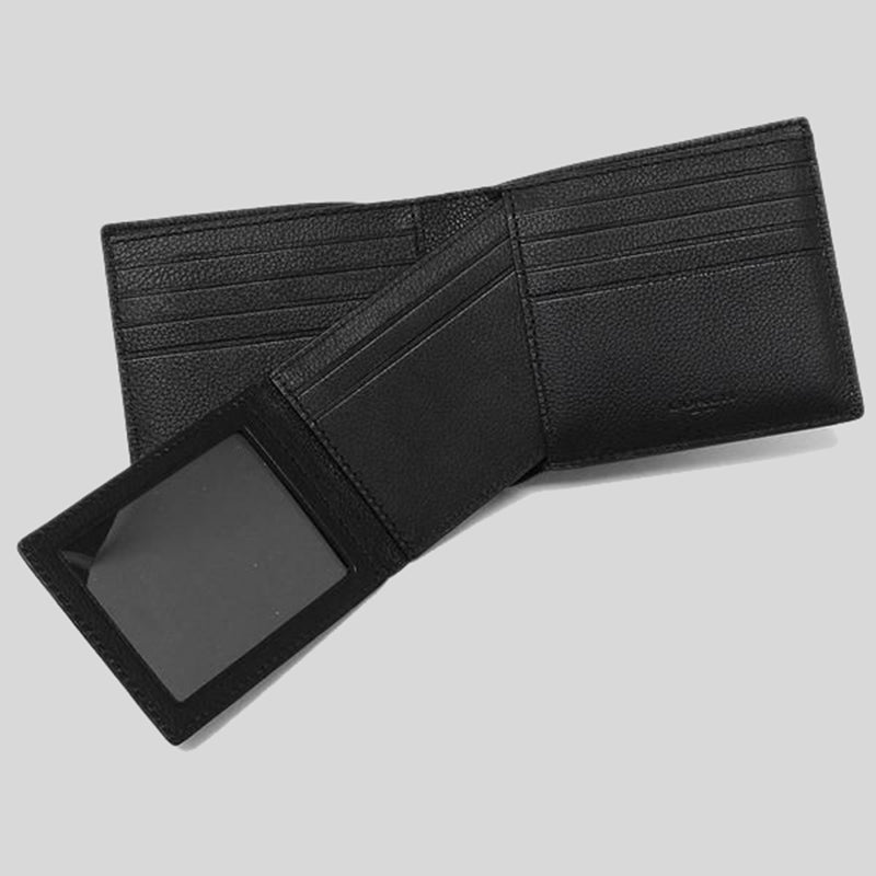 Coach Compact ID Wallet In Sport Calf Leather Black F74991