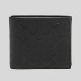 Coach Mens Compact ID Wallet In Signature Crossgain Leather (F75371) Black