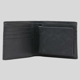 Coach Mens Compact ID Wallet In Signature Crossgain Leather Black F75371