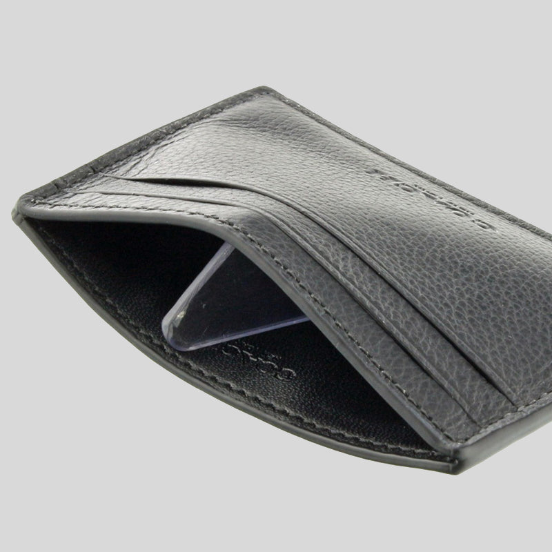 Coach Money Clip Card Case In Calf Leather Black F75459