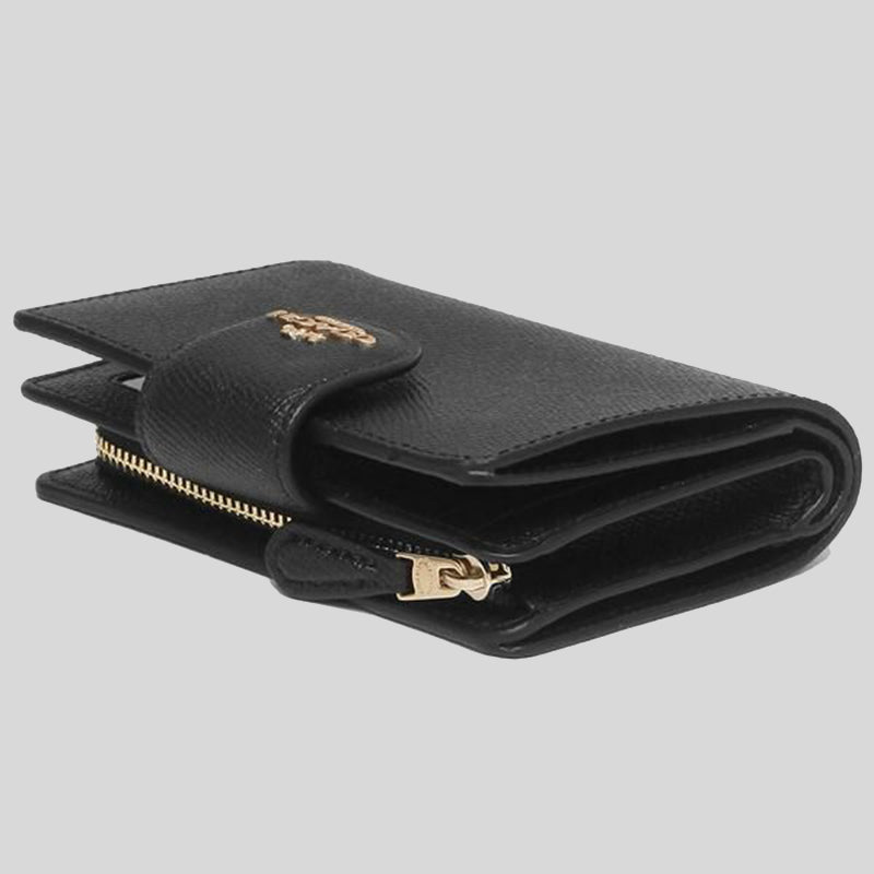 Coach Medium Corner Zip Wallet 6390 Black LussoCitta