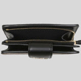 Coach Medium Corner Zip Wallet In Signature Canvas Khaki Black C0082