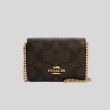 Coach Mini Wallet On A Chain In Signature Canvas 6650 Brown Black
