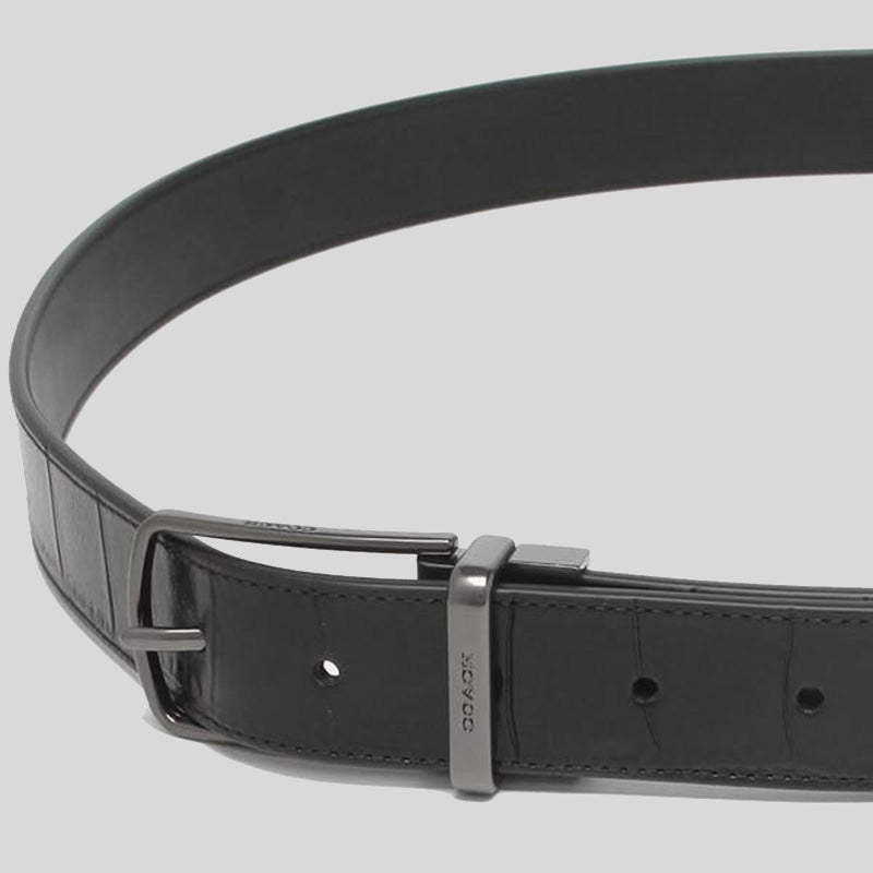 Coach Skinny Buckle Cut-To-Size Reversible Dress Belt, 32mm Black