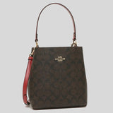 Coach Small Town Bucket Bag In Signature Canvas 2312 Brown 1941 Red