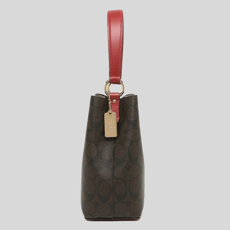 Coach Small Town Bucket Bag In Signature Canvas 2312 Brown 1941 Red