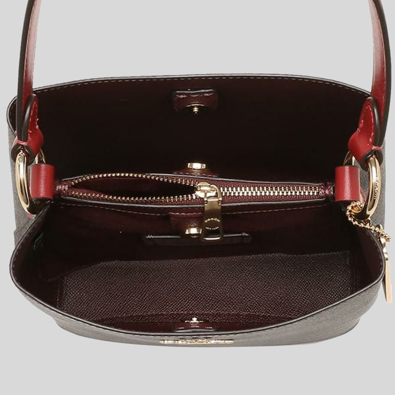 Coach Small Town Bucket Bag In Signature Canvas 2312 Brown 1941 Red