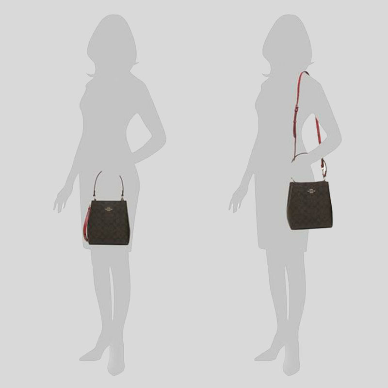 Coach Small Town Bucket Bag In Signature Canvas 2312 Brown 1941 Red