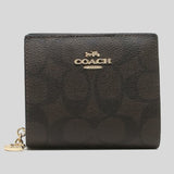 Coach Snap Wallet In Signature Canvas C3309 Brown Black